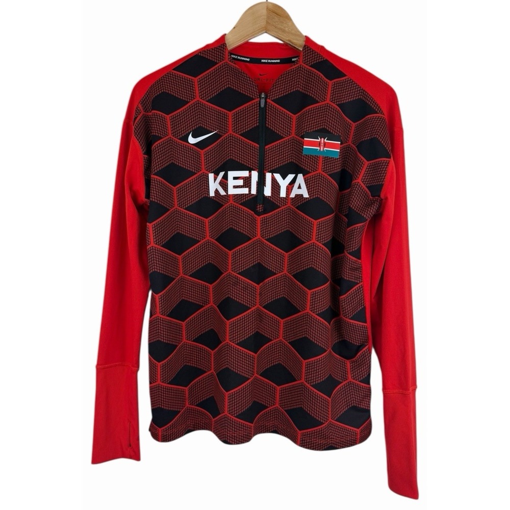 Nike Kenya Running Pullover Mens Medium Dri-FIT Half Zip Athletic Shirt *SEE